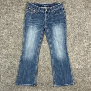 INC Jeans Womens 8P Blue Bootcut Regular Fit Mid Rise StretchDenimStuddedPockets